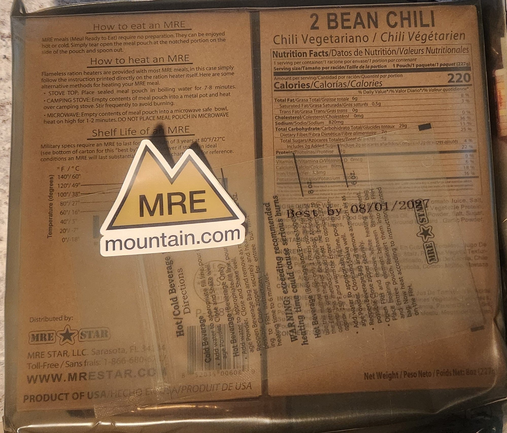 24 hour MRE Made in USA Best by 2027 | Foreign and