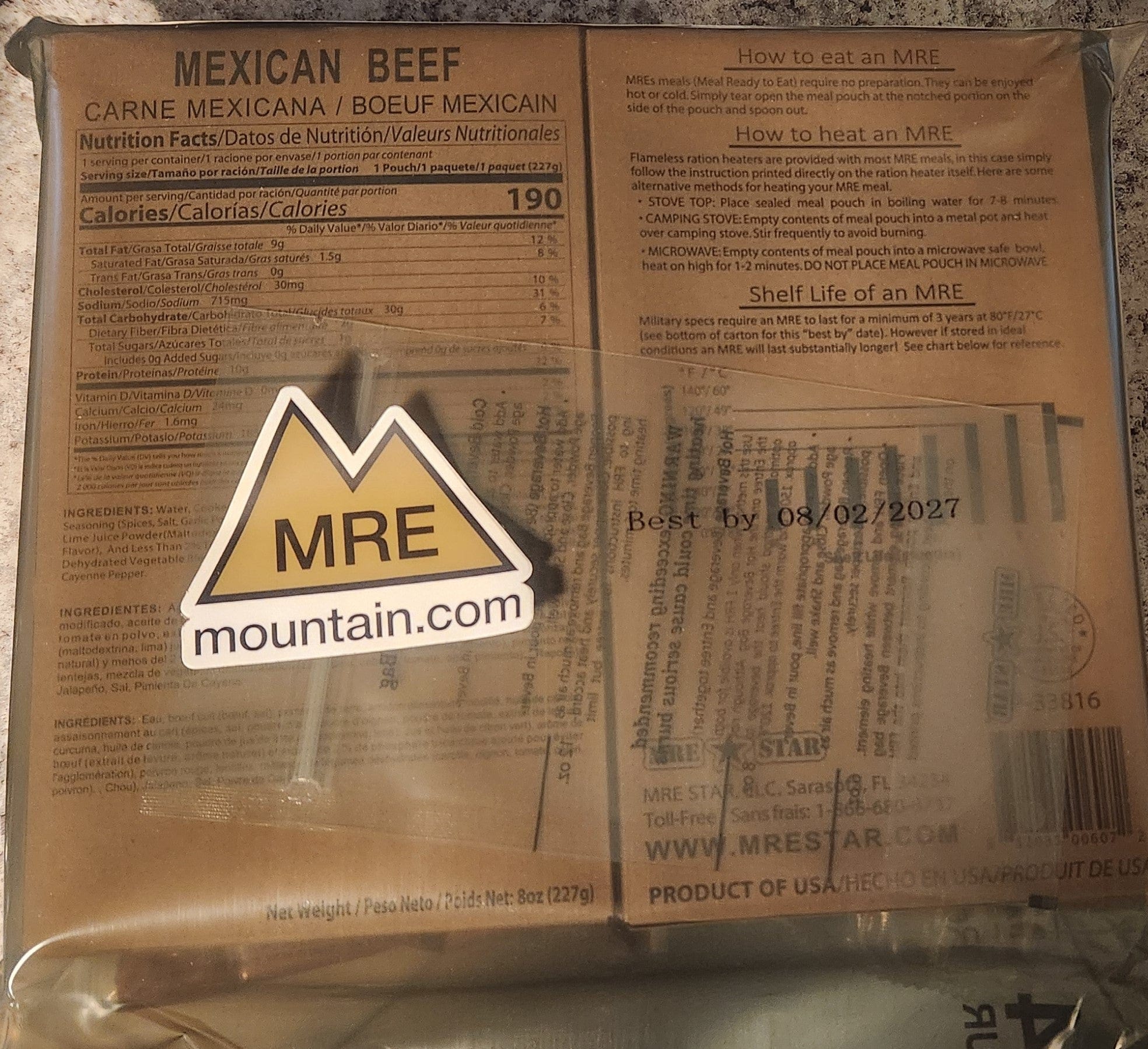 Mre Ration Chart 24 hour MRE Made in USA Best by 2027 | Foreign and International MREs