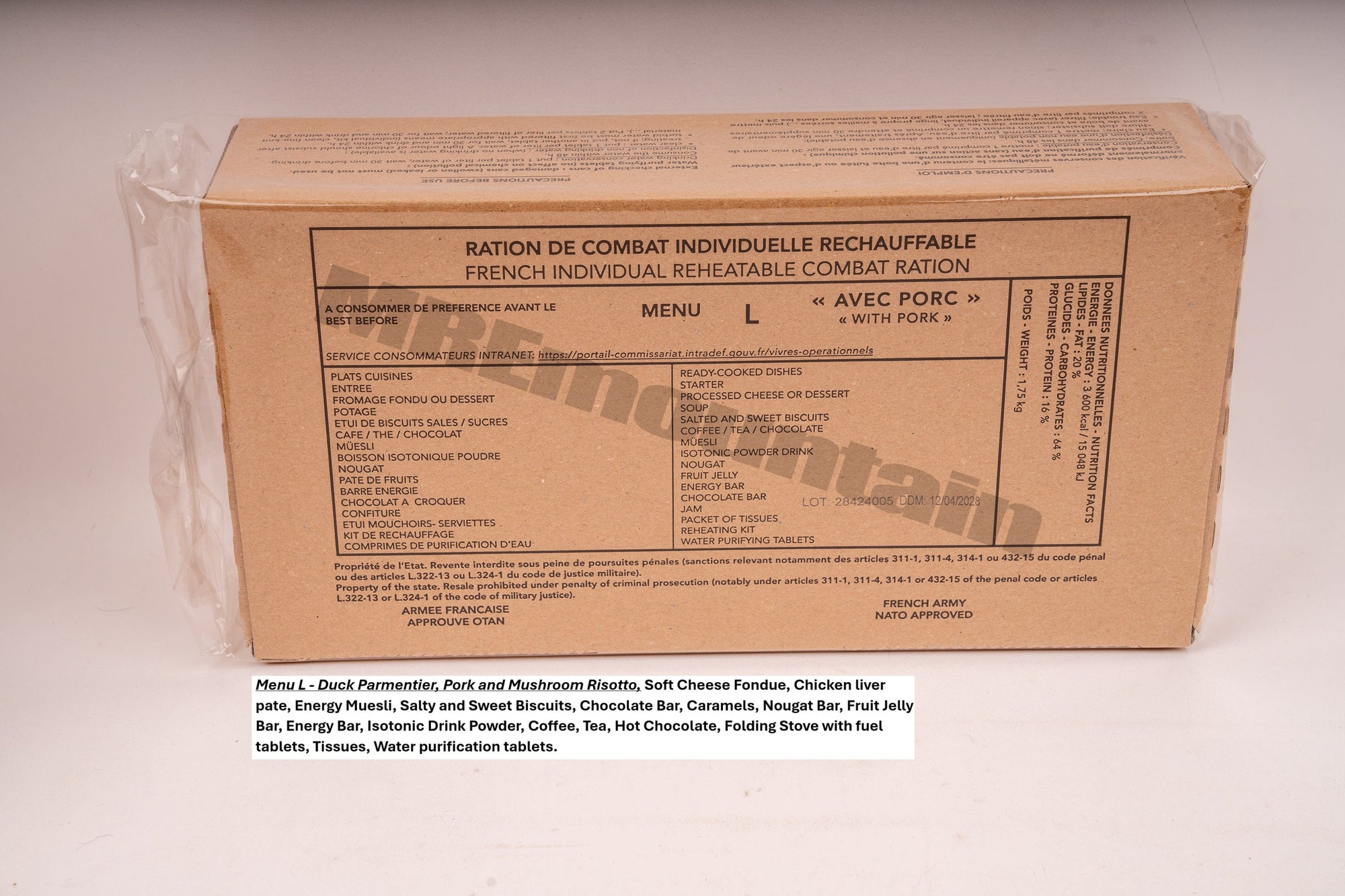 French Combat Ration French Armed Forces RCIR MRE – Gourmet Combat Ration Pack | Foreign ...