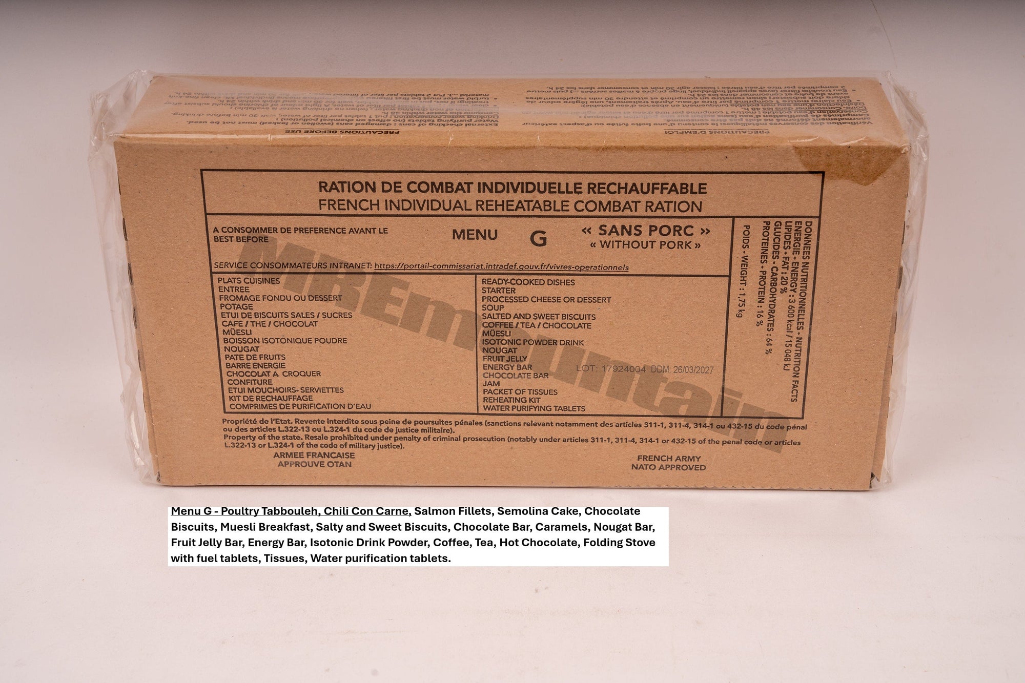 French Combat Ration French Armed Forces RCIR MRE – Gourmet Combat Ration Pack | Foreign ...