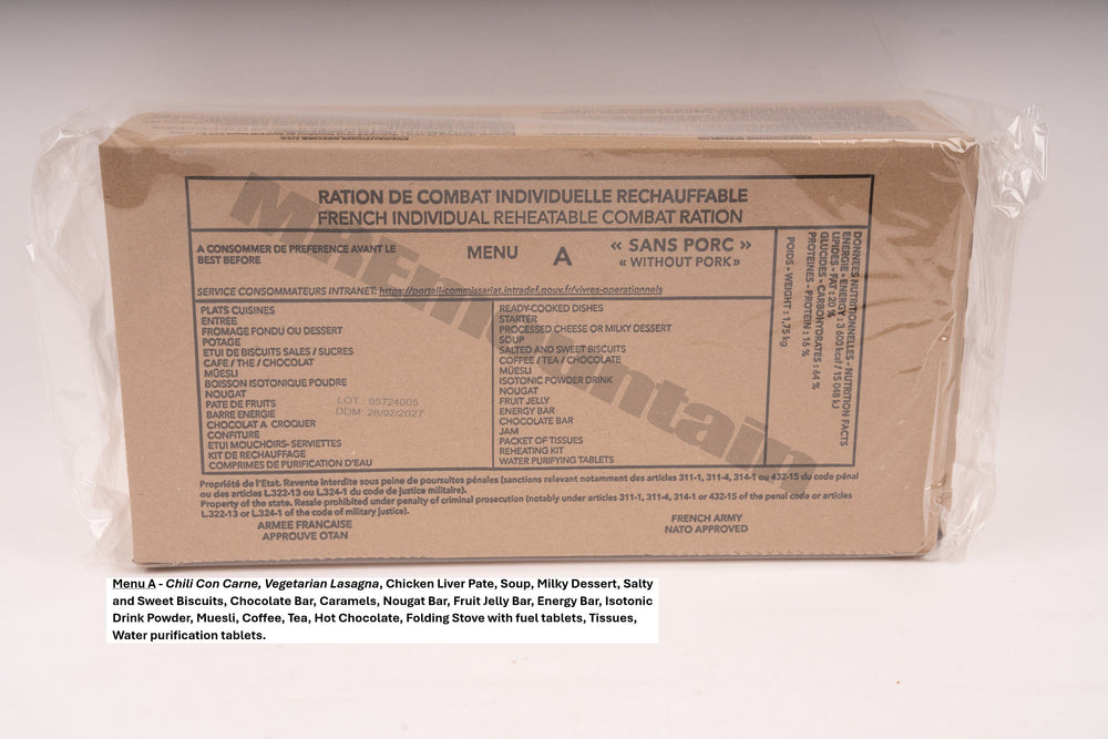 French Armed Forces RCIR 24 hr combat ration pack MRE