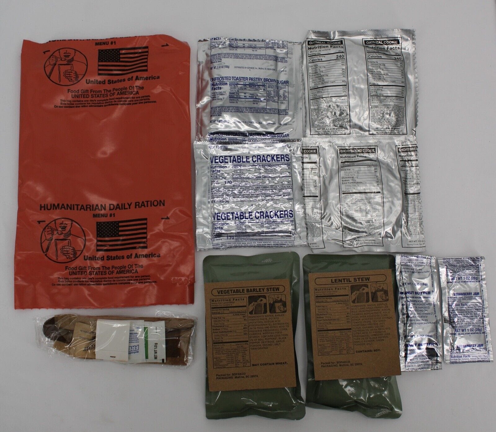 USA Humanitarian Daily Ration Set of 4 | Foreign and International MREs