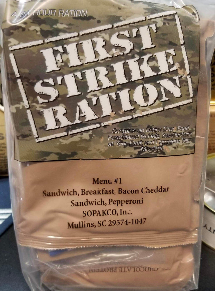 USA First Strike Ration 24 hour MRE best by 2026