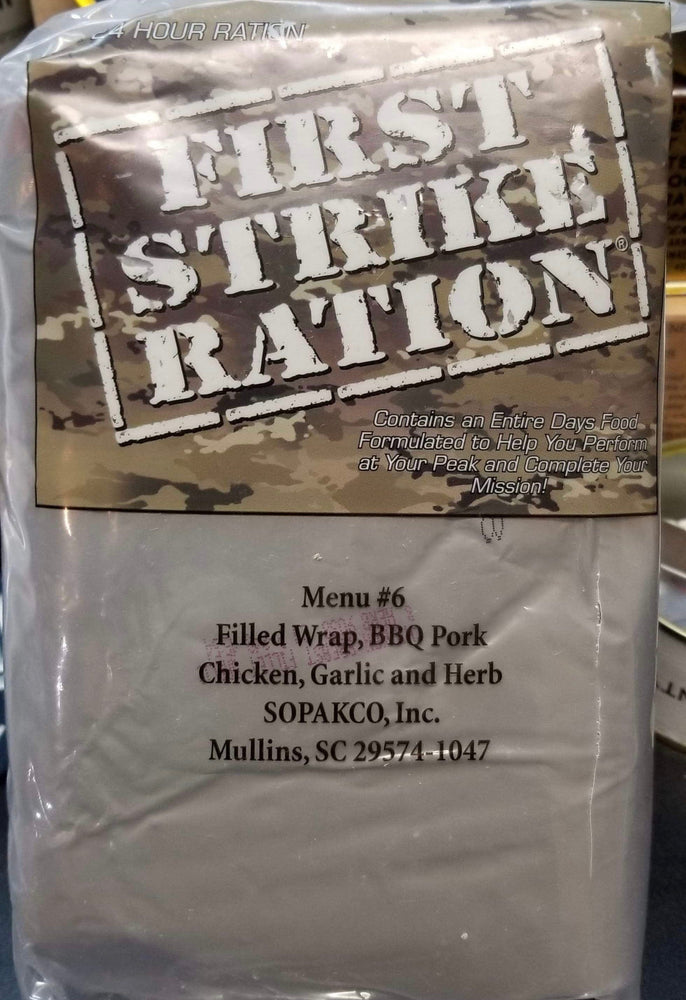 USA First Strike Ration 24 hour MRE best by 2026