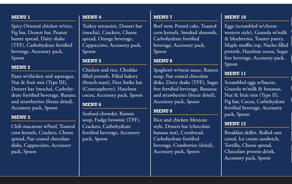 Cold Weather Menu USA Meal Cold Weather FULL CASE | Foreign and International MREs