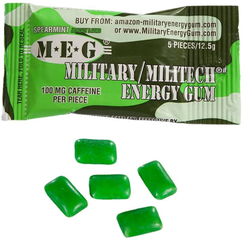 Military Energy Gum caffeinated caffeine MEG 6 packs