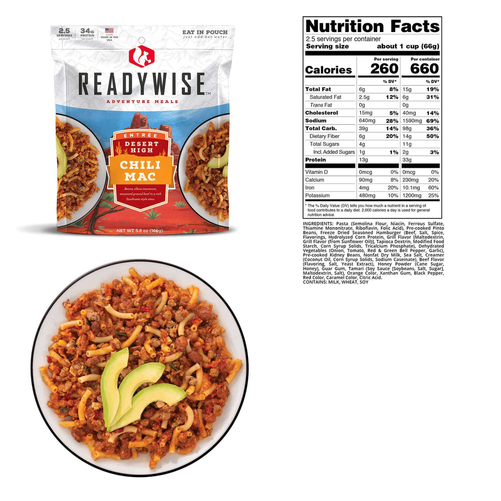 ReadyWise Desert High Chili Mac with Beef 6 count case